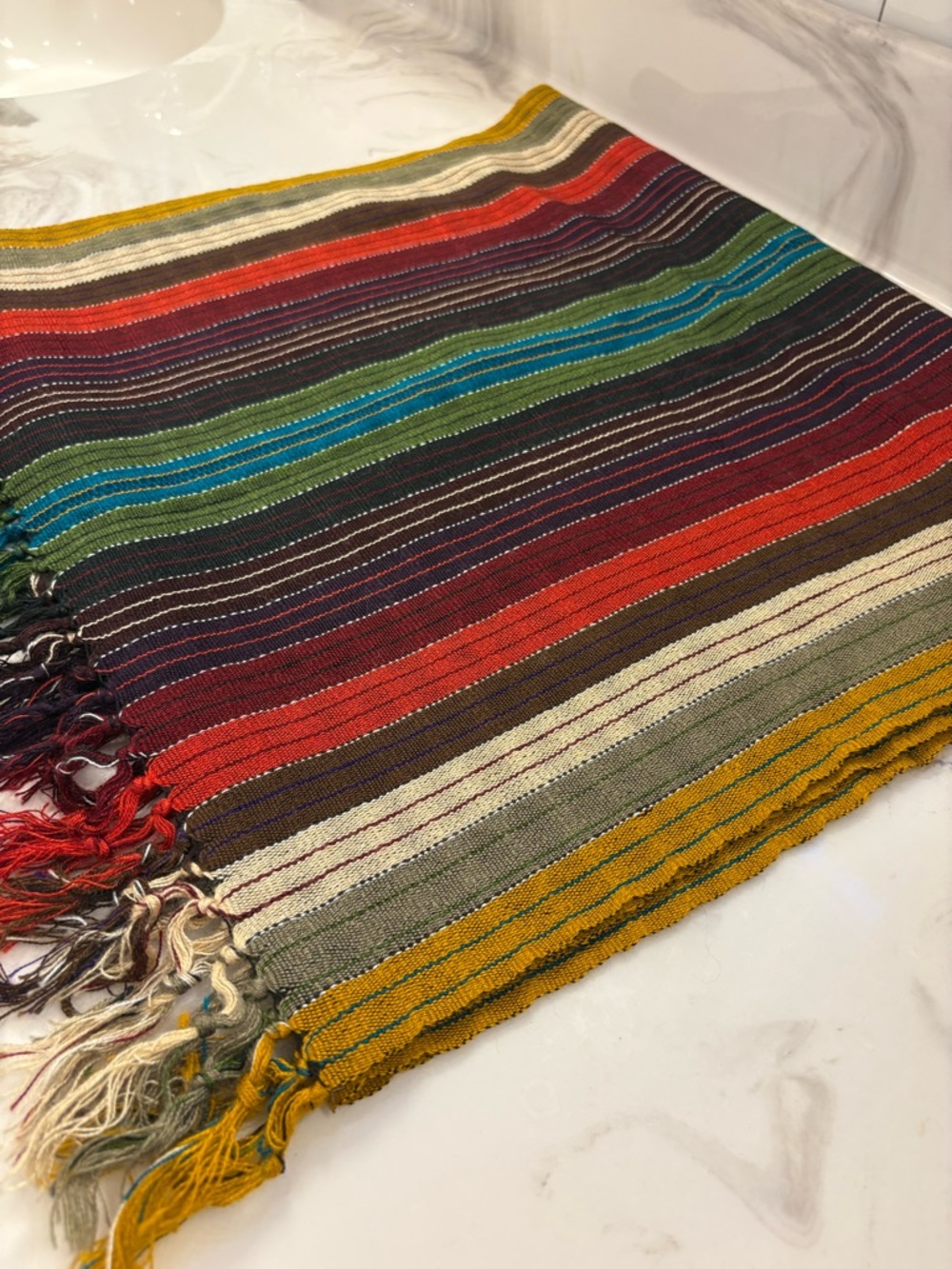 Multicolor Striped Fringe Scarf Jewel & Earth Tones Oversized Wrap